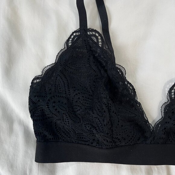 Old Navy Solid Black Lace Triangle Adjustable Strap Bra | Size L - Picture 2 of 4